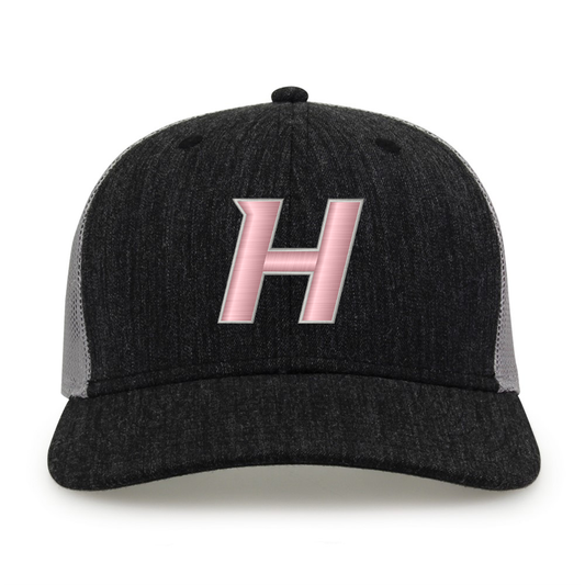 The Game Heather Gray Trucker Hat with Pink/Gray "H"